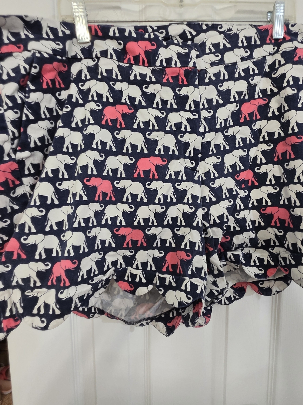 crown & ivy Navy Elephant Print Shorts with Pink and White
